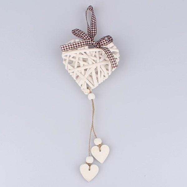Beli ratan viseče dekorativno srce Dakls