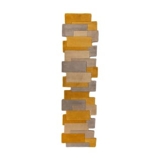 Rumeno-bež volnen tekač Flair Rugs Collage, 60 x 230 cm