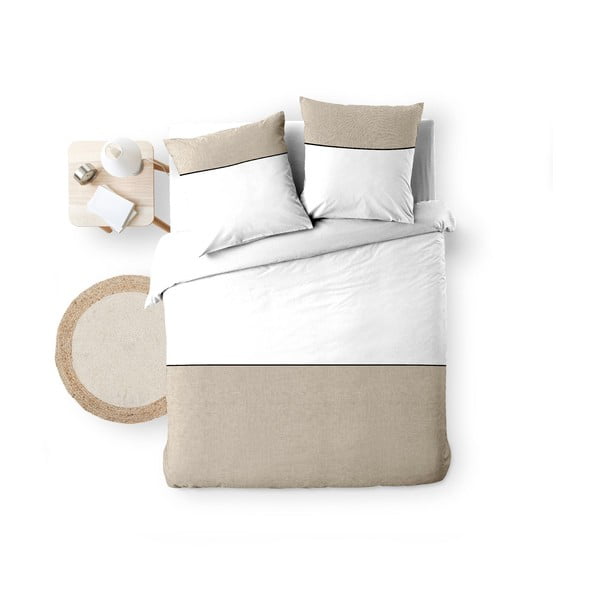 Belo-bež podaljšana bombažna posteljnina za zakonsko posteljo 240x220 cm Gabrielle – douceur d'intérieur-image-4