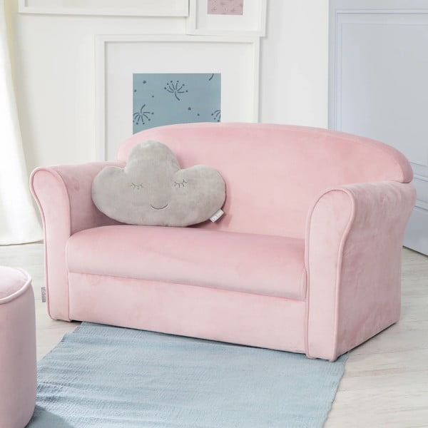 Svetlo rožnata žametna otroška sedežna garnitura 78 cm Lil Sofa – Roba-image-1