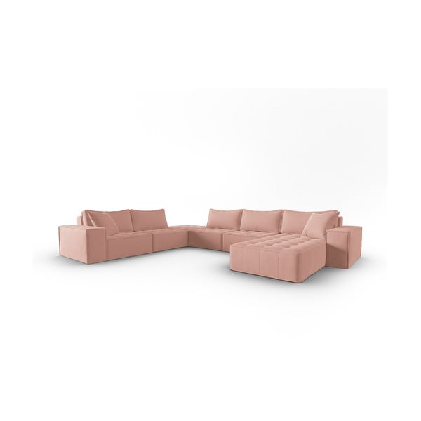 Rožnata kotna sedežna garnitura (levi kot/v obliki črke "U") Mike – Micadoni Home