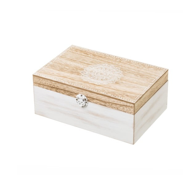Bela lesena škatla za shranjevanje Unimasa Treasure, 24 x 17 cm