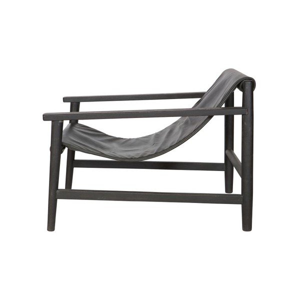 Črni usnjeni fotelj BePureHome Sling-image-2
