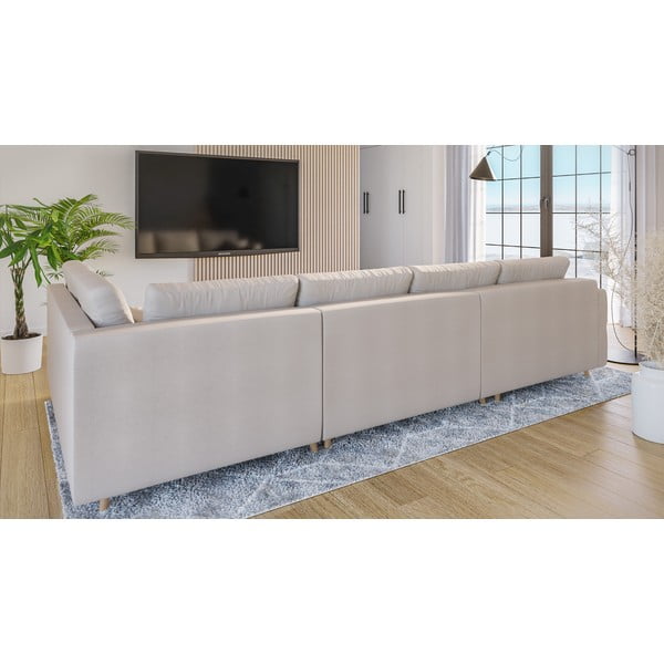 Kremno bela kotna sedežna garnitura (z levim kotom) Ariella – Ropez-image-3