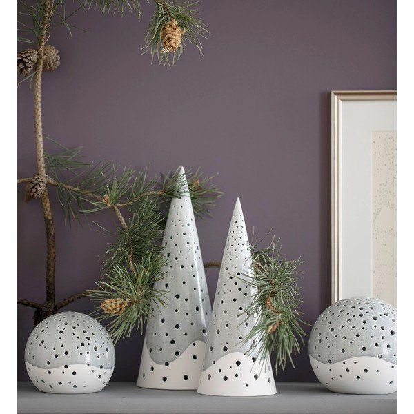 Božični svečnik iz sivega kostnega porcelana Kähler Design Nobili, ⌀ 14 cm-image-3