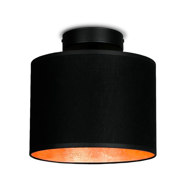 Črna stropna svetilka z detajli v bakreni barvi Sotto Luce Mika XS CP, ⌀ 20 cm