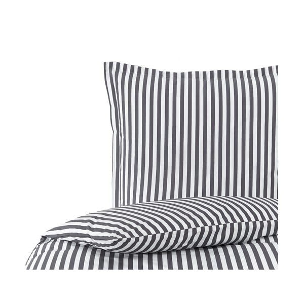 Sivo-bela posteljnina iz bombažnega perkala Westwing Collection Yuliya, 135 x 200 cm-image-2