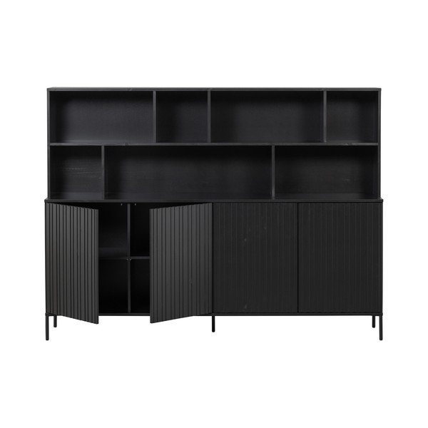 Črn regal iz masivnega bora 200x150x44 cm Gravure – WOOOD-image-4