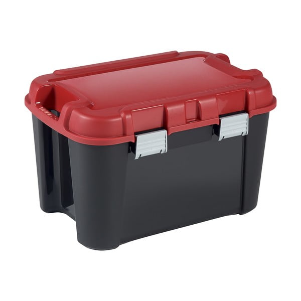 Rdeča/črna plastična škatla za shranjevanje s pokrovom 59x39,5x36 cm Totem – Curver