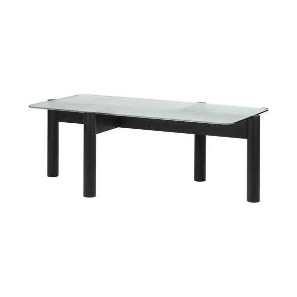 Črna klubska mizica s stekleno mizno ploščo 55x105 cm Kob – noo.ma