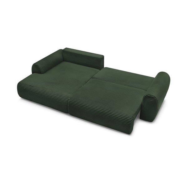 Temno zelena raztegljiva kotna sedežna garnitura iz rebrastega žameta (levi kot) Lucien – Bobochic Paris-image-4