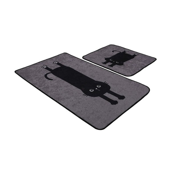 Črne/sive kopalniške preproge v kompletu 2 ks 60x100 cm Comfort – Foutastic-image-3