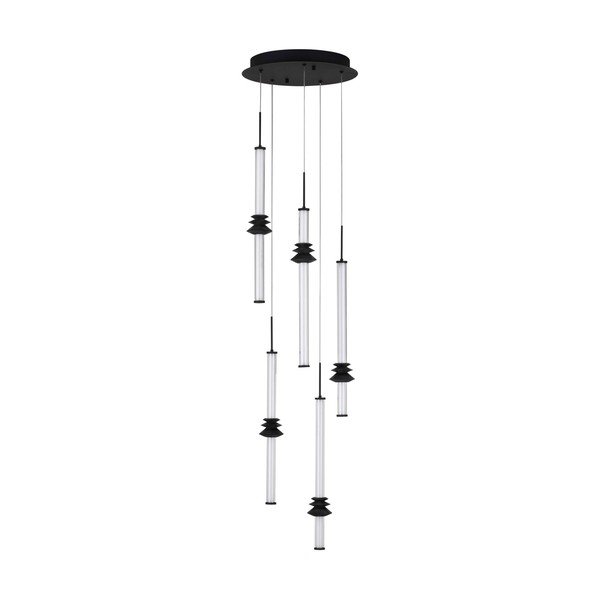 Mat črna keramična LED zatemnitvena viseča svetilka s senčilom iz akrilnega stekla ø 35 cm Stalactite – Nova Luce