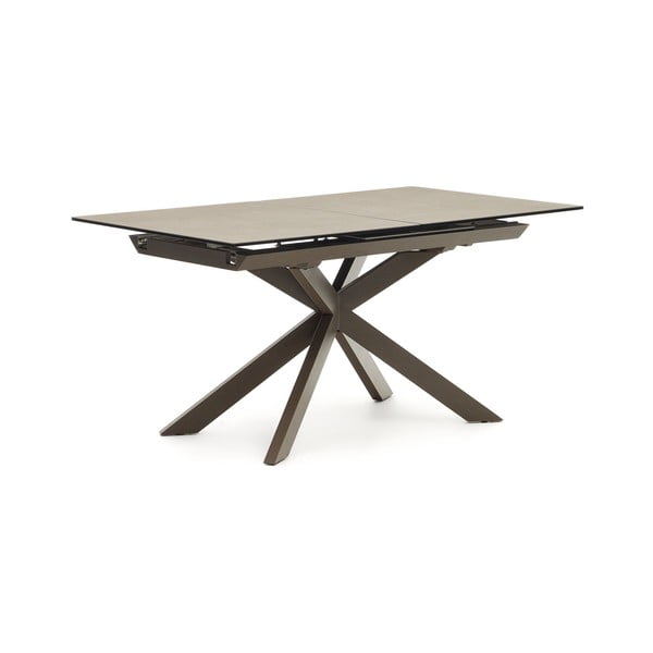 Rjava raztegljiva jedilna miza s keramično ploščo 90x160 cm Atminda – Kave Home