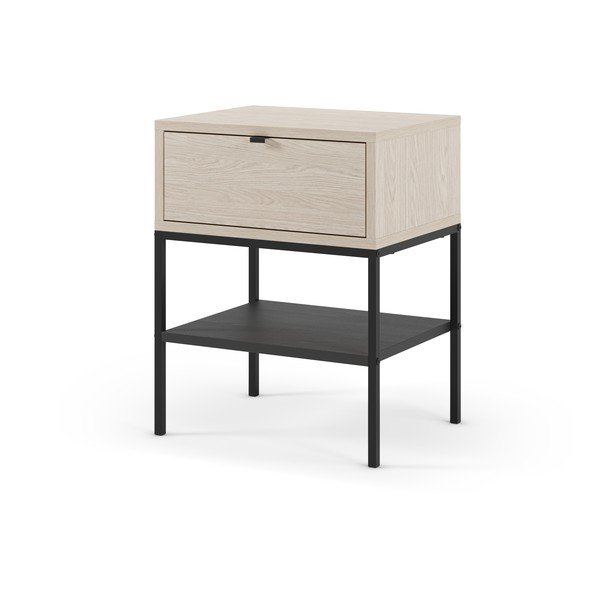 Nočna omarica v mat dekorju s policami v svetli naravni barvi Sali – Marckeric-image-4