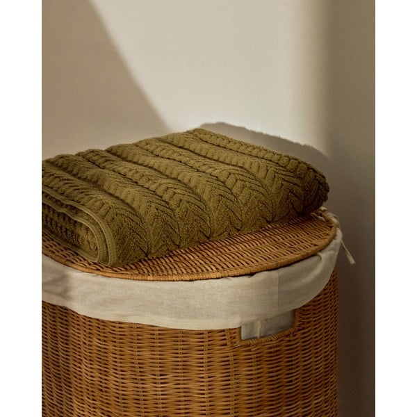 Zelena frotirna bombažna brisača 30x50 cm Rune – Kave Home-image-1