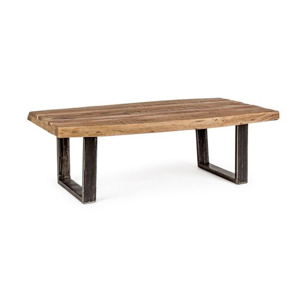 Črna/v naravni barvi klubska mizica z mizno ploščo iz akacije 70x120 cm Elmer – Bizzotto