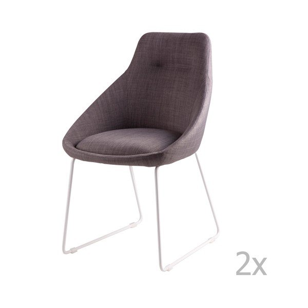 Komplet 2 svetlo sivih jedilnih stolov sømcasa Alba-image-1