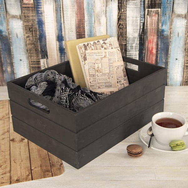 Antracitno siva lesena škatla za shranjevanje 36x26x15 cm – Orion-image-1