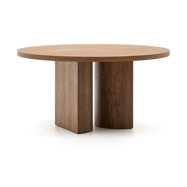 Okrogla jedilna miza z mizno ploščo v orehovem dekorju ø 150 cm Nealy – Kave Home