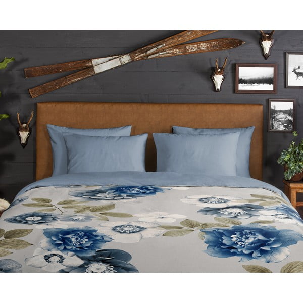 Modro-siva enojna flanelna posteljnina 140x200 cm Gabin – Good Morning-image-2