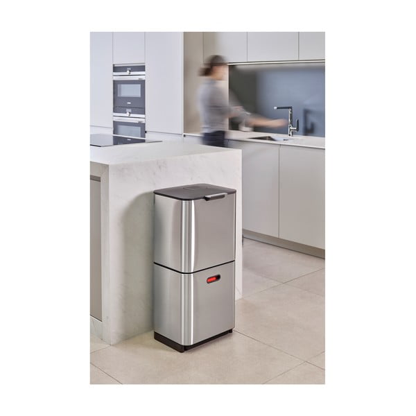 Jeklen koš za smeti za ločevanje odpadkov v srebrni barvi 60 l Totem Max – Joseph Joseph-image-3