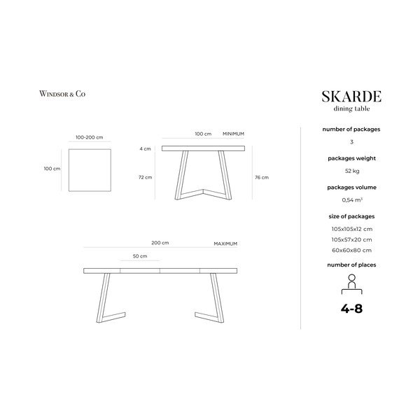 Raztegljiva miza iz masivnega hrasta Windsor & Co Sofas Skarde, ø 100 cm-image-4