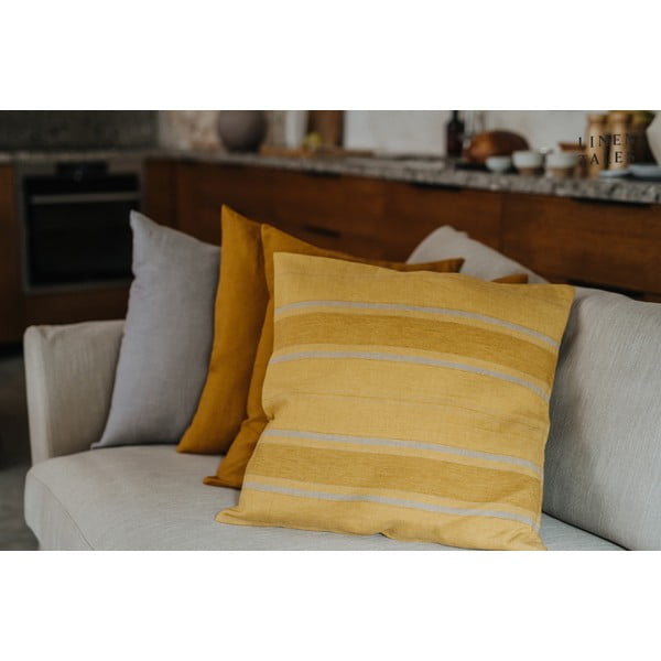 Lanena prevleka za blazino 40x40 cm Amber Bronze Stripes – Linen Tales-image-4