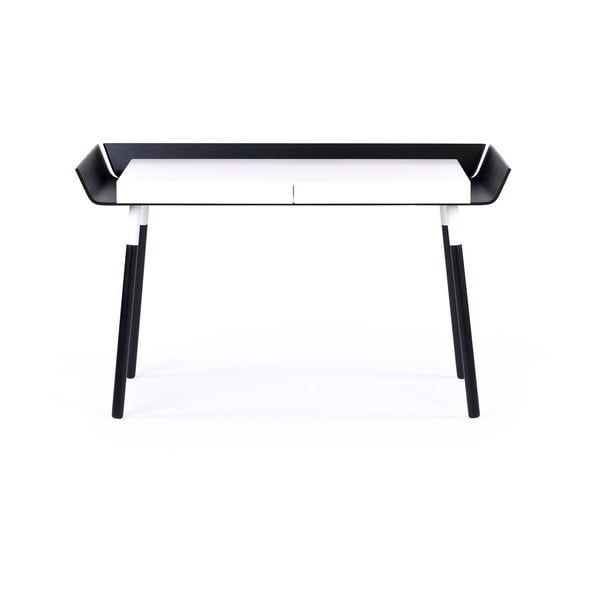 Črno-bela pisalna miza z 2 predaloma EMKO My Writing Desk