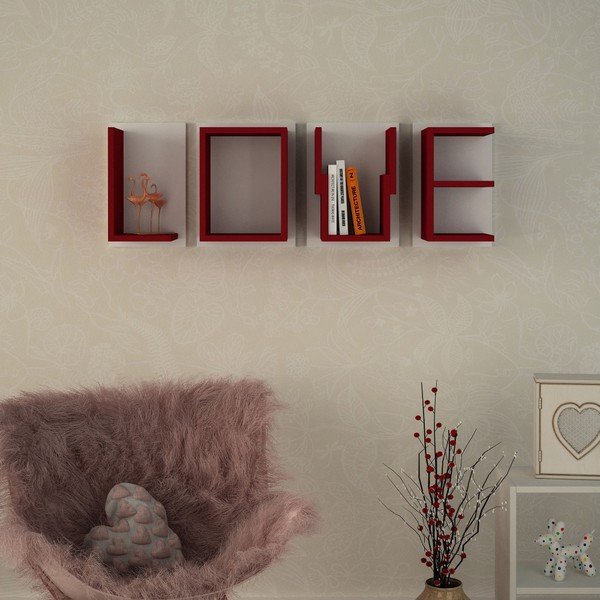 Komplet 4 stenskih polic Homitis Love Claret-image-1