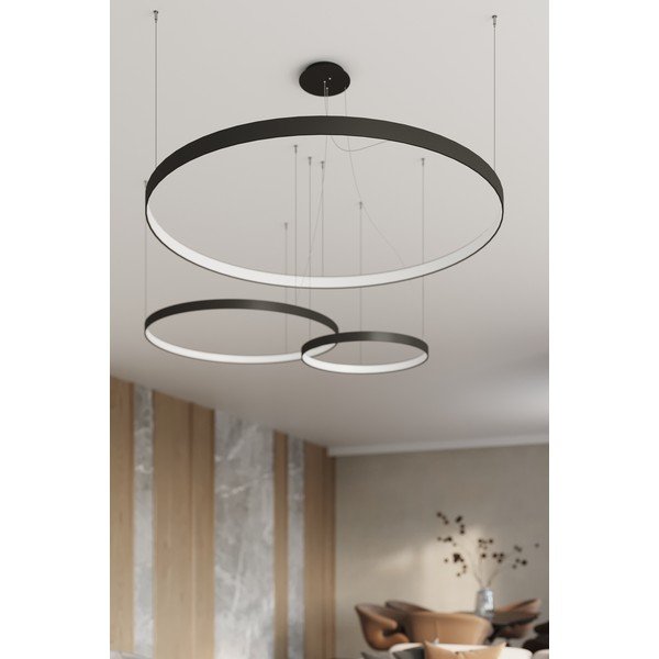 Črna aluminijasta LED viseča svetilka ø 78 cm RIO – Thoro-image-2