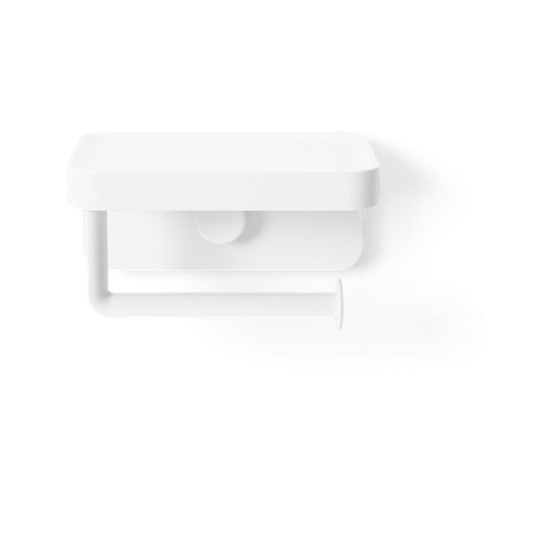 Belo držalo za toaletni papir iz reciklirane plastike z namestitvijo brez vrtanja Flex Adhesive – Umbra