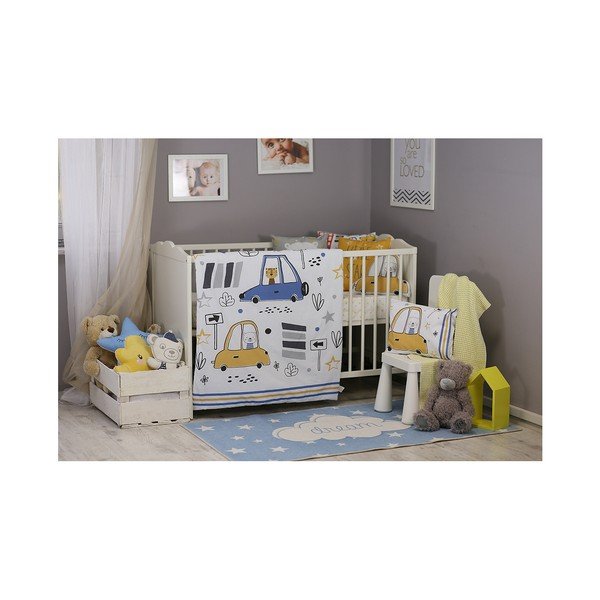 Otroška bombažna posteljnina z rjuho za enojno posteljo Mike & Co. NEW YORK Mirra Fesso, 100 x 150 cm-image-1