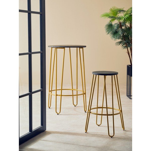 Barsko stol iz masivnega bresta v zlati barvi/v naravni barvi (višina sedeža 75 cm) District – Premier Housewares-image-1