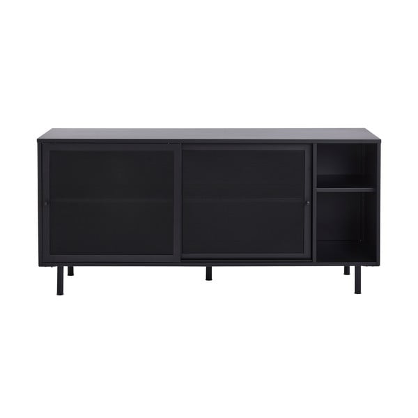 Črna kovinska komoda z drsnimi vrati 160x75x46 cm Veep – Unique Furniture