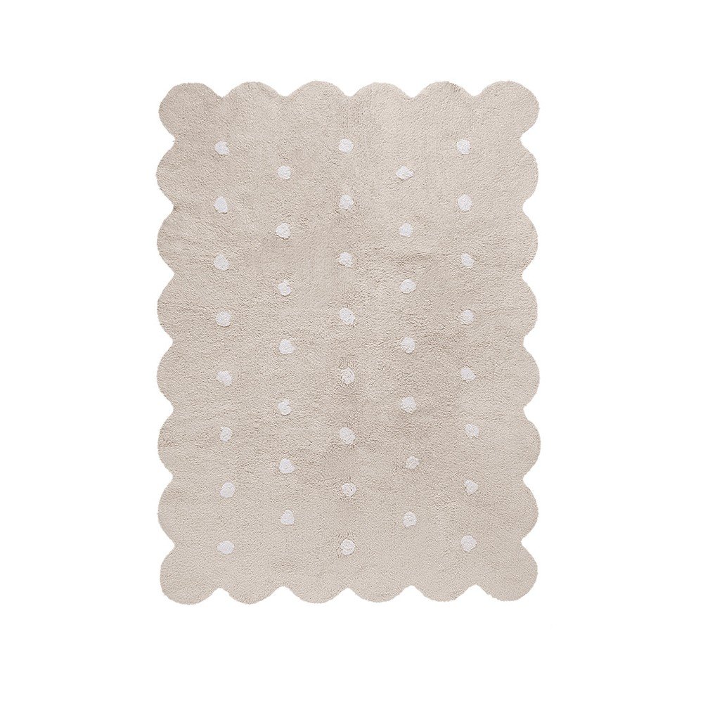 Bež pralna ročno tkana bombažna otroška preproga 120x160 cm Biscuit Beige