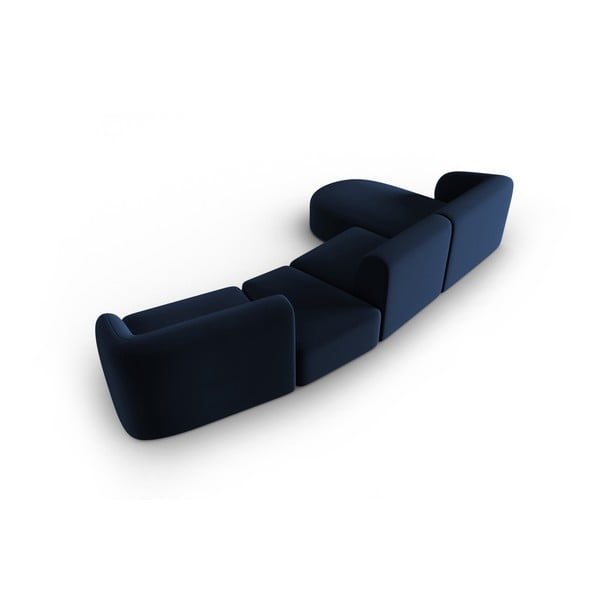 Modra žametna kotna sedežna garnitura (levi kot/z ležalnikom) Paolo – Milo Casa-image-3