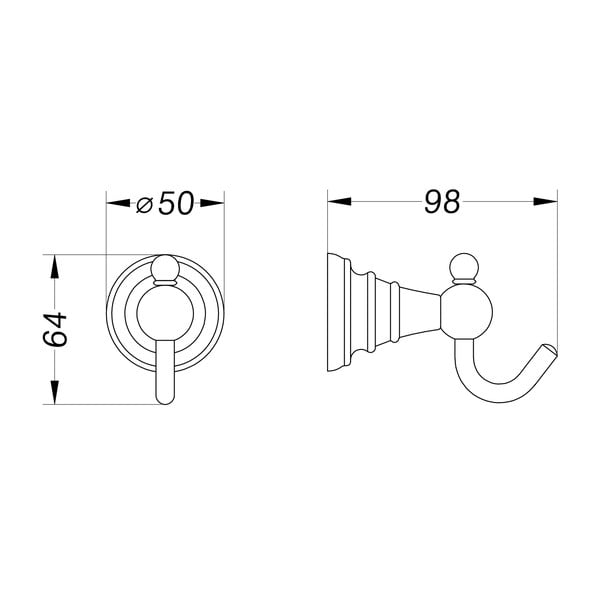 Medeninast kljukast obešalnik Sapho Diamond-image-2