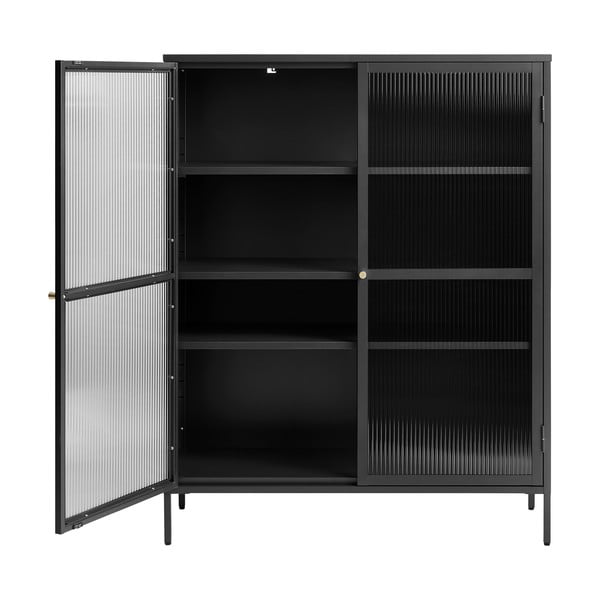 Črna kovinska vitrina 111x140 cm Bronco – Unique Furniture-image-3