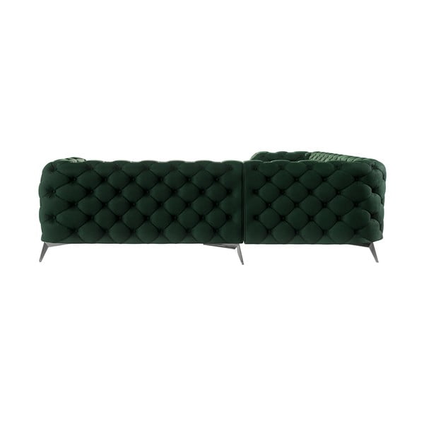 Temno zelena žametna kotna sedežna garnitura Chelsea – Ropez-image-2