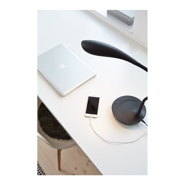 Črna namizna svetilka s priključkom USB Markslöjd Swan-image-1