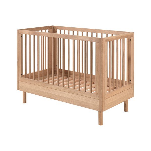 Otroška posteljica iz masivnega hrasta z nastavljivo višino 60x120 cm v naravni barvi Forrest – Vipack-image-2