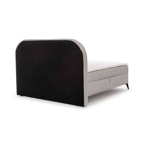 Svetlo siva boxspring postelja s prostorom za shranjevanje 160x200 cm Ornes – Ropez-image-4