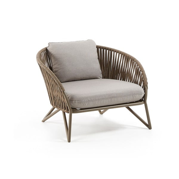 Svetlo siv/rjav kovinski vrtni fotelj Branzie – Kave Home