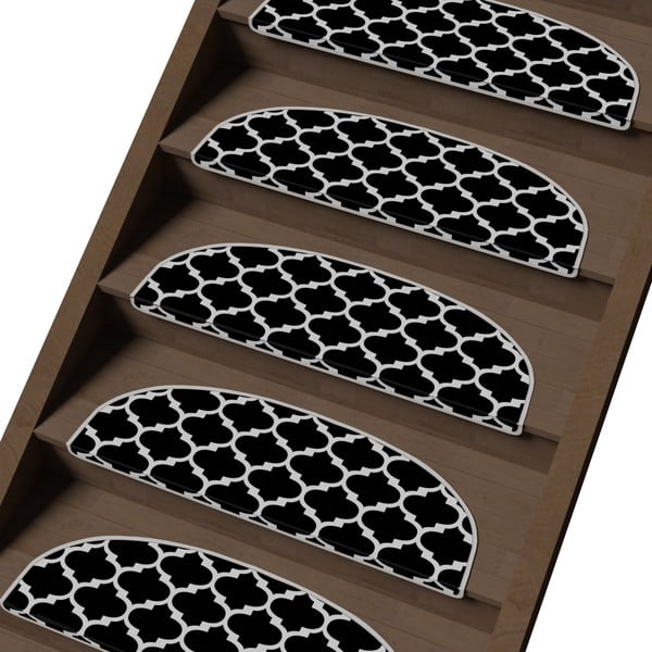 Črni/beli komplet preprog za stopnice 16 ks 20x65 cm Madalyon – Vitaus-image-1