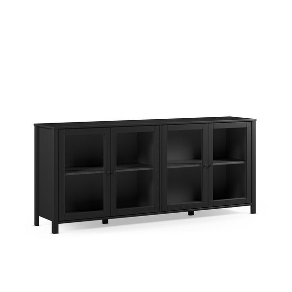 Črna vitrina iz masivnega bora 186x80x40 cm Alessandra – Marckeric