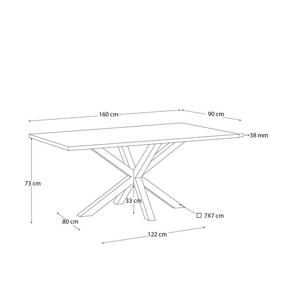 Jedilna miza z mizno ploščo v hrastovem dekorju 90x160 cm Argo – Kave Home-image-2