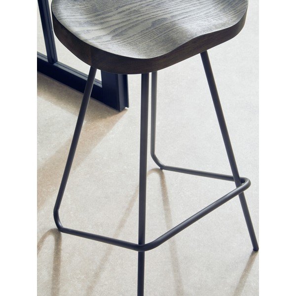 Črn/v naravni barvi barsko stol iz masivnega bresta (višina sedeža 78 cm) District – Premier Housewares-image-3