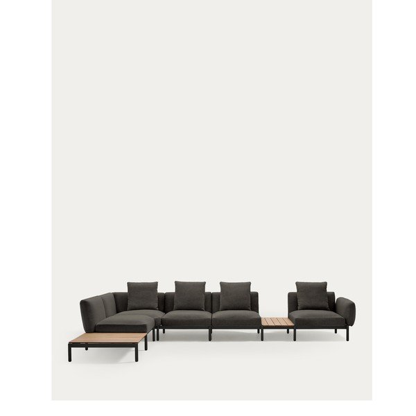 Temno siv oblazinjen vrtni kavč (levi kot) Sorells – Kave Home-image-2