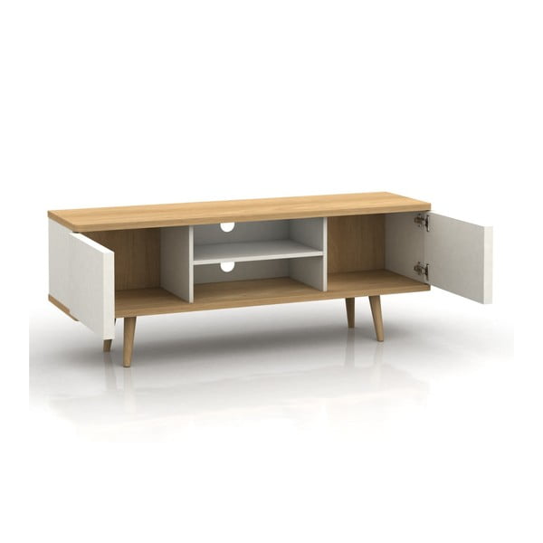 Bela TV omarica iz hrastovega dekorja 140x52 cm Alana - Støraa-image-2